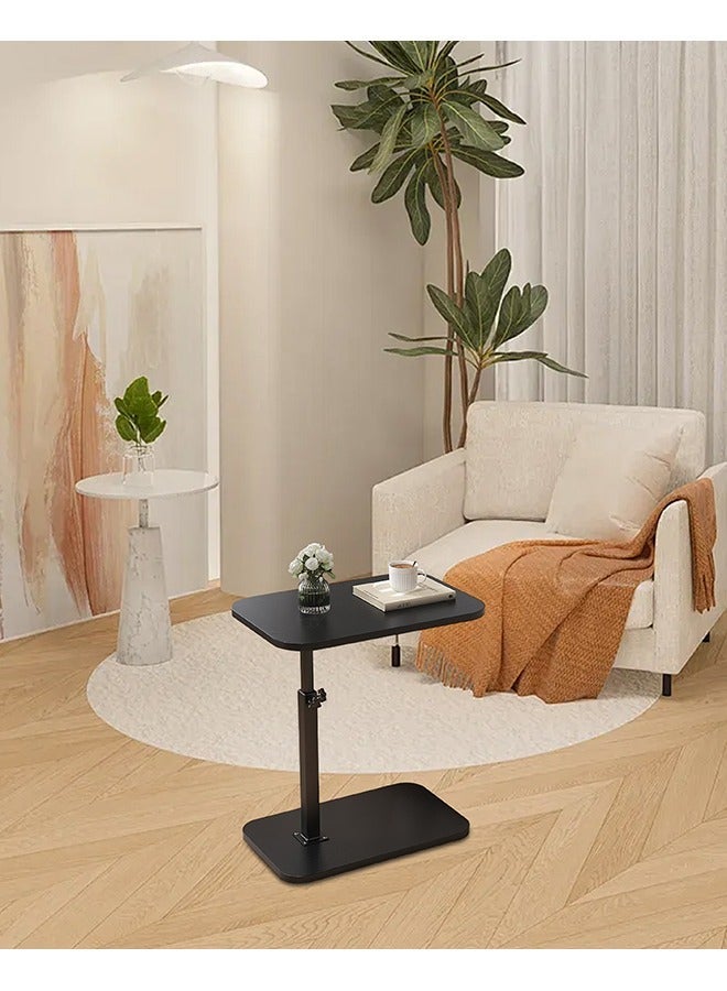 شو وو طاولة جانبية قابلة لتعديل الارتفاع على شكل حرف C، طاولة جانبية قابلة لتعديل الارتفاع، طاولة تلفاز دوارة بزاوية 360°، طاولة أريكة تنزلق تحتها، طاولة قهوة صغيرة للمساحات الصغيرة بحجم 45*28 سم - Image 5